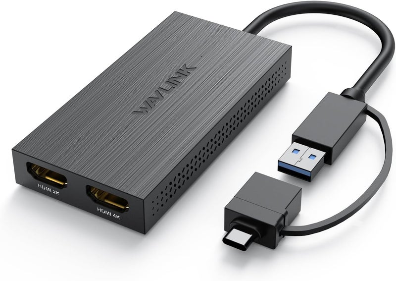 WAVLINK USB 3.0 or USB C to HDMI Adapter, HDMI Splitter for Dual Monitors, Universal Video Graphics for Thunderbolt 3/4, USB 4, Windows, Mac OS - Image 1